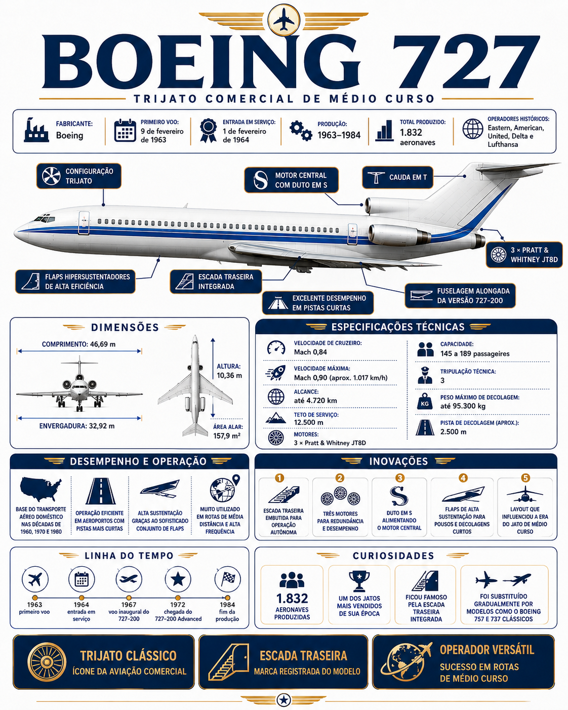 Infográfico técnico — Boeing 727