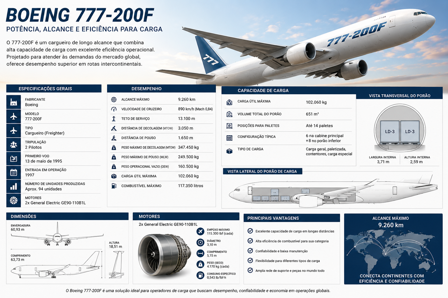 Infográfico técnico — Boeing 777-200F