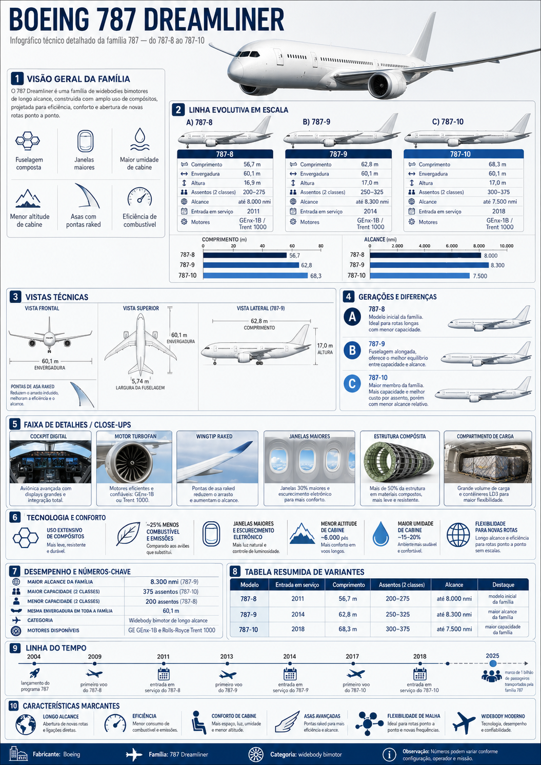 Infográfico técnico — Boeing 787 Dreamliner